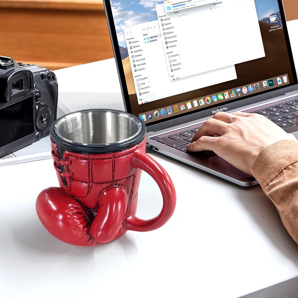 Bokso pirštinės puodelis Sporto tema Kavos puodelis Juokingi gėrimų indai Nešiojamas kavos puodelis su rankena Dervos arbatos puodelis Dovanos bokso mėgėjams