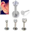 1 Pair Cubic Zirconia Tragus Lip Ring Ear Cartilage Earring Tongue Studs Body Jewelry 3/4mm