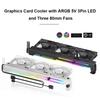 2 In 1 RGB GPU Holder with 3x80mm Fans ARGB Horizontal Graphic Cards Bracket Video Card Support 5V3Pin Radiator Cooling Fan