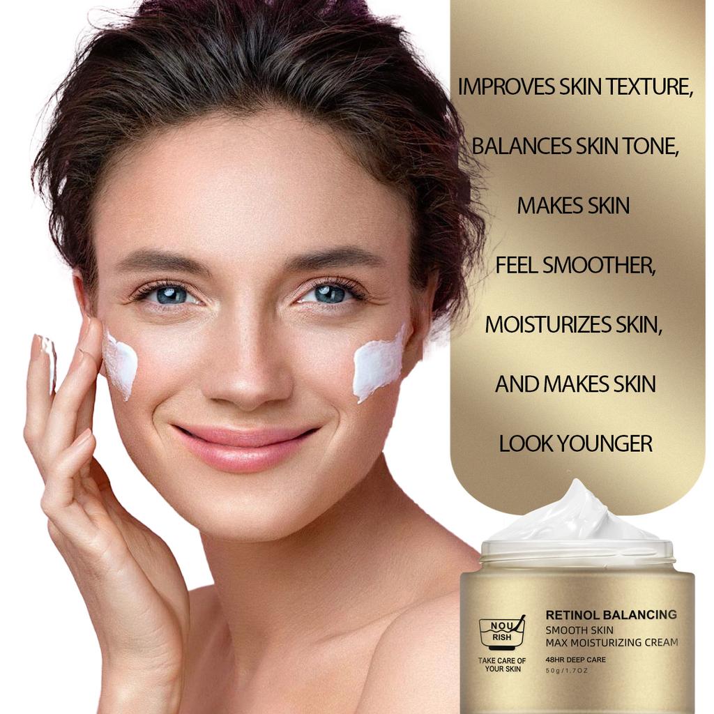 Retinol Skin-Balancing Moisturizing Cream 50G Deep 48H Hydration for Fine Lines and Dark Spots Firming Anti-Aging Treatment Jar All Skin Types