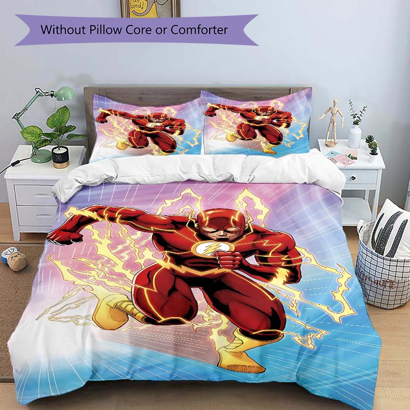 3pcs Flash superhero Duvet Cover Set, 1 Duvet Cover + 2 Pillowcases (No Insert), High-Definition Print for All Seasons,Durable yy251103045