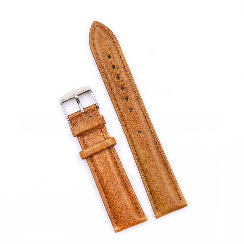 Universal Leather Watch Strap Suitable for 16mm/18mm/20mm/22mm/24mm Retro Edge Vegetable-tann Leather Strap Quick Release Replacement Watch Band