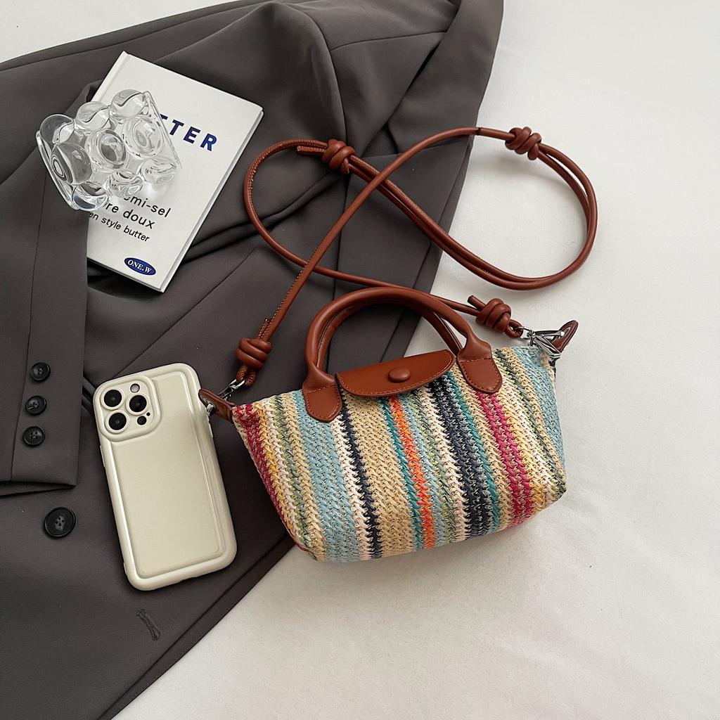 Straw Bag Women  New Summer Braided Small Handbag Fashion Everything Single Shoulder Cross-body Basket Bag