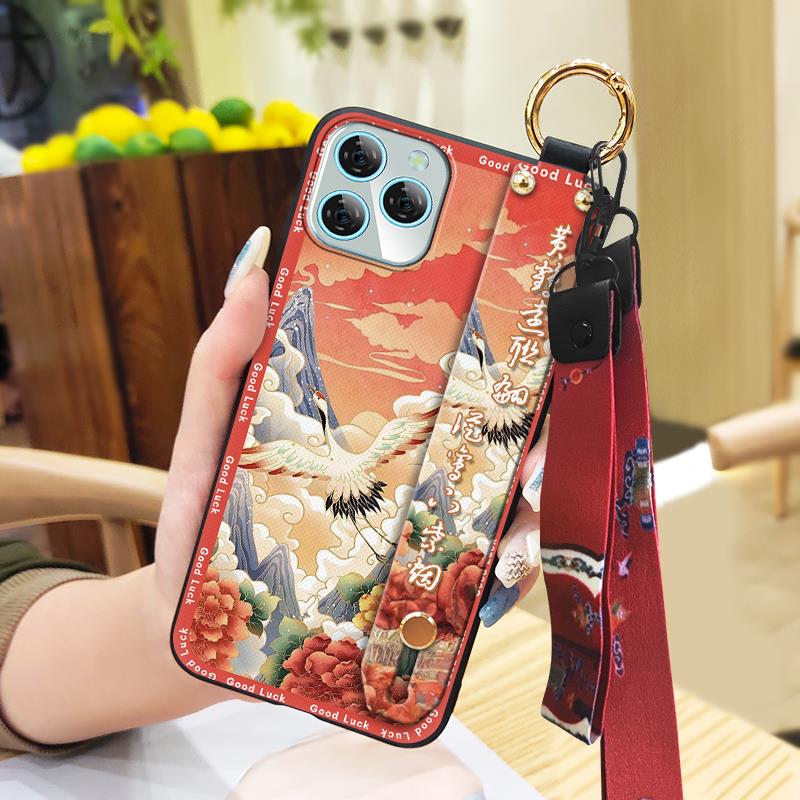 Lanyard Elderly Lady Phone Case For Blackview A95 Waterproof Phone Holder Ring Durable Wristband Kickstand Back Cover