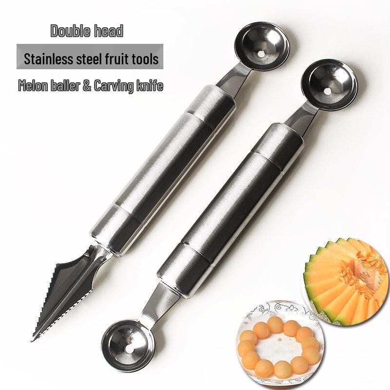 

Stainless Steel Fruit Baller & Ice Cream Scooper with Carving Knife. Carving Style