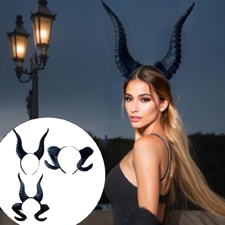 Halloween Cosplay Devil Horns Masquerade Props Soft Comfortable Headband Unisex Headgear for Themed Gatherings