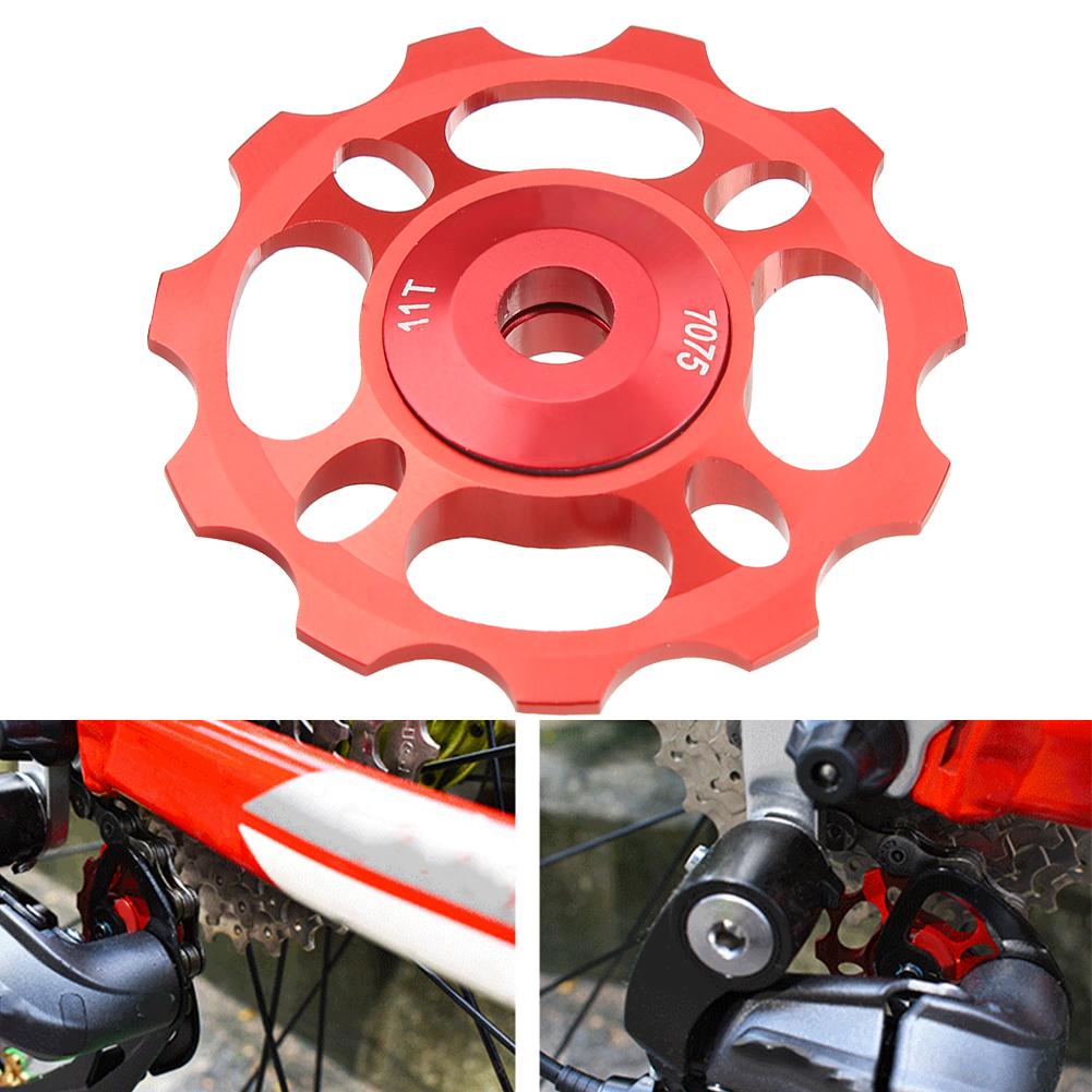 CNC Aluminium Alloy Bike Ceramic Bearing Guide Wheel Rear Derailleur Pulley for Mountain Bicyclered 11T