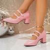 Scarpe Mary Jane Vintage da Donna Taglie Forti, Décolleté con Tacco Medio e Grosso