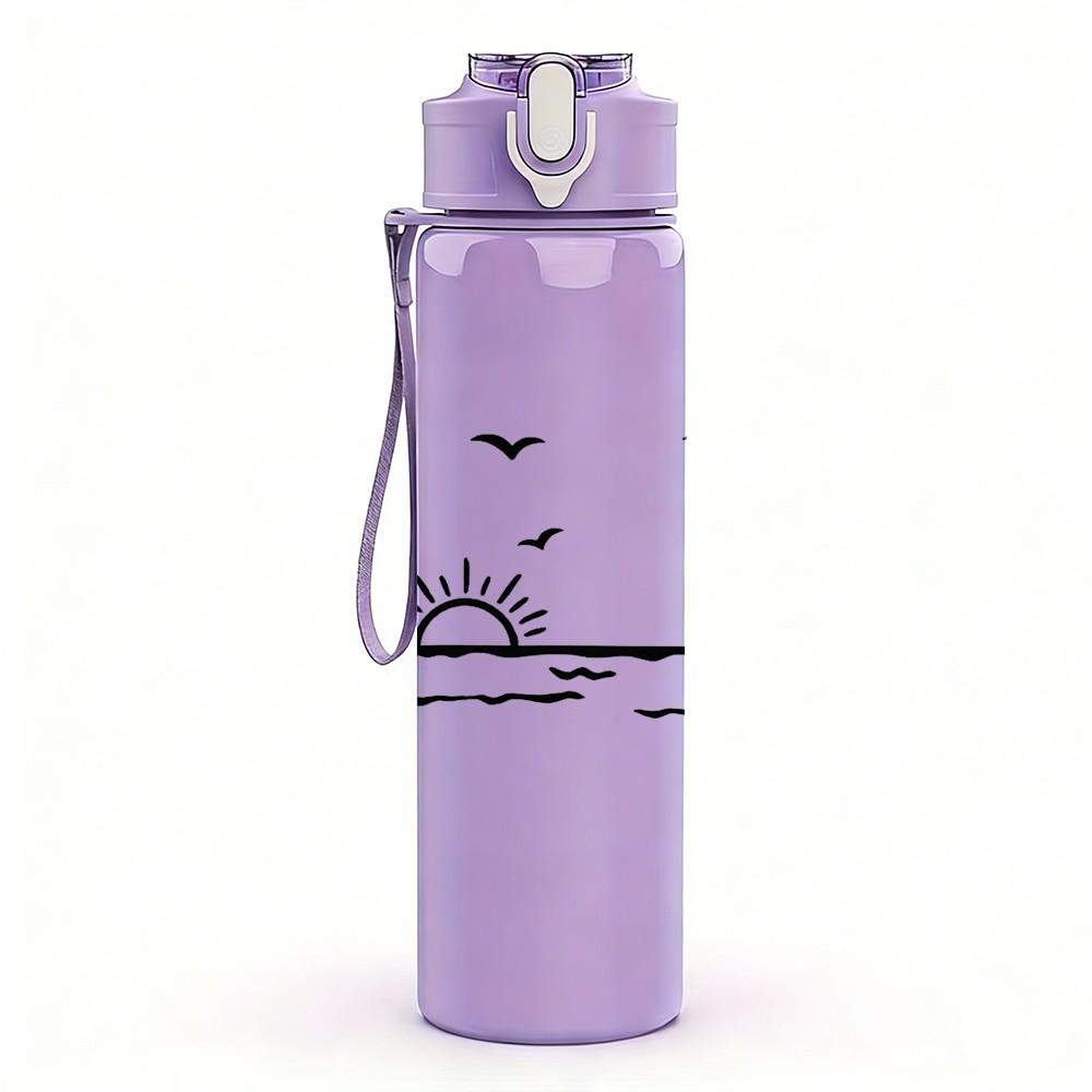 1PC Sea Gull Bird Over Ocean Wave Print 750ml Color Plastic Sports Water Bottle Leakproof Flip Straw Lid Suitable for Sports Office Home Use