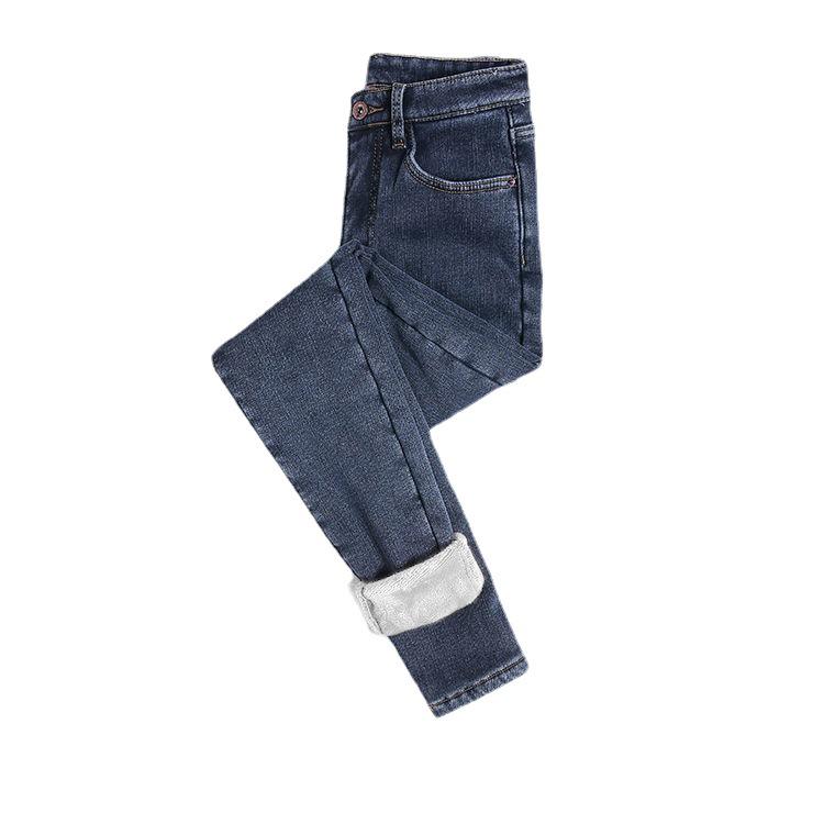 Женские узкие плюшевые джинсы с высокой талией — плотные, эластичные, облегающие брюки-карандаш для зимы