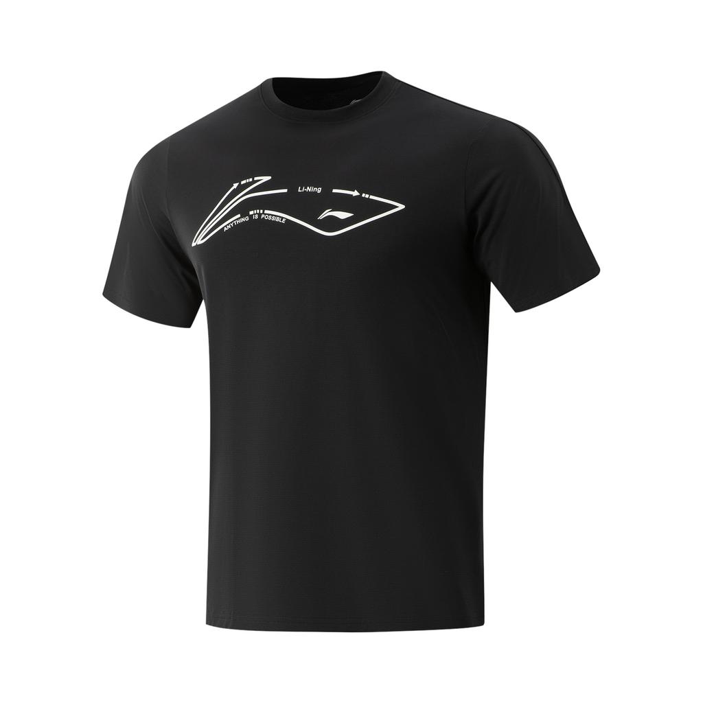 Li Ning Comfortable Simple Round Neck Pullover Casual Sports Short Sleeve T-Shirt Men Tops Black ATSV267-1