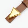 New Women's Genuine Leather Cowhide Slim Korean Style Trousers Belt Triangle Creative Design Smooth Plate Buckle Trousers Belt