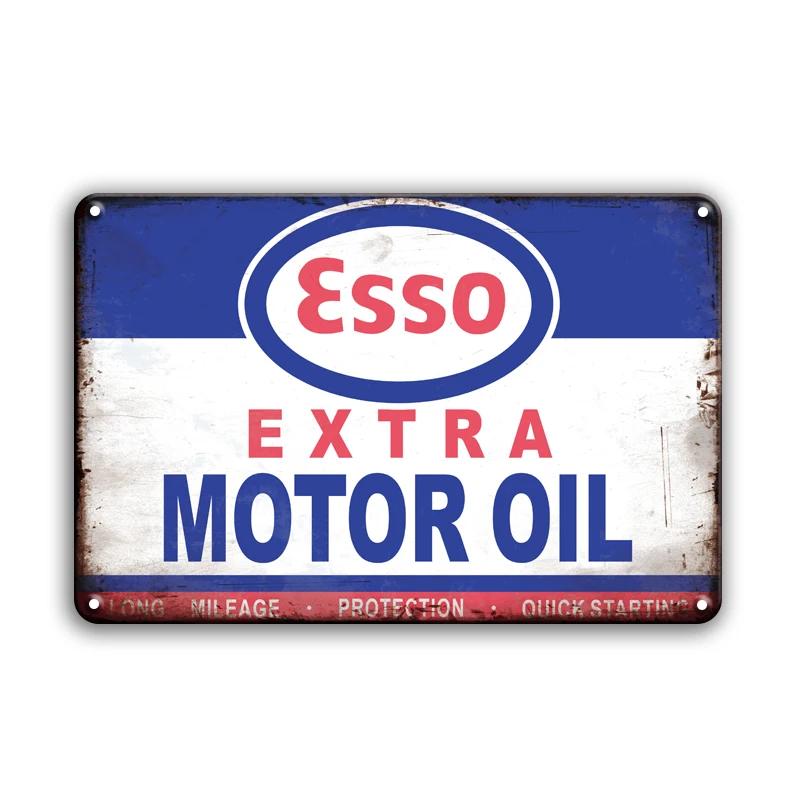 Vintage Decor Shabby Chic Metal Tin Signs Gulf Esso Agip Man Cave Wall Decoraion Motor Oil Garage Wall Stickers Gas Decor Pla
