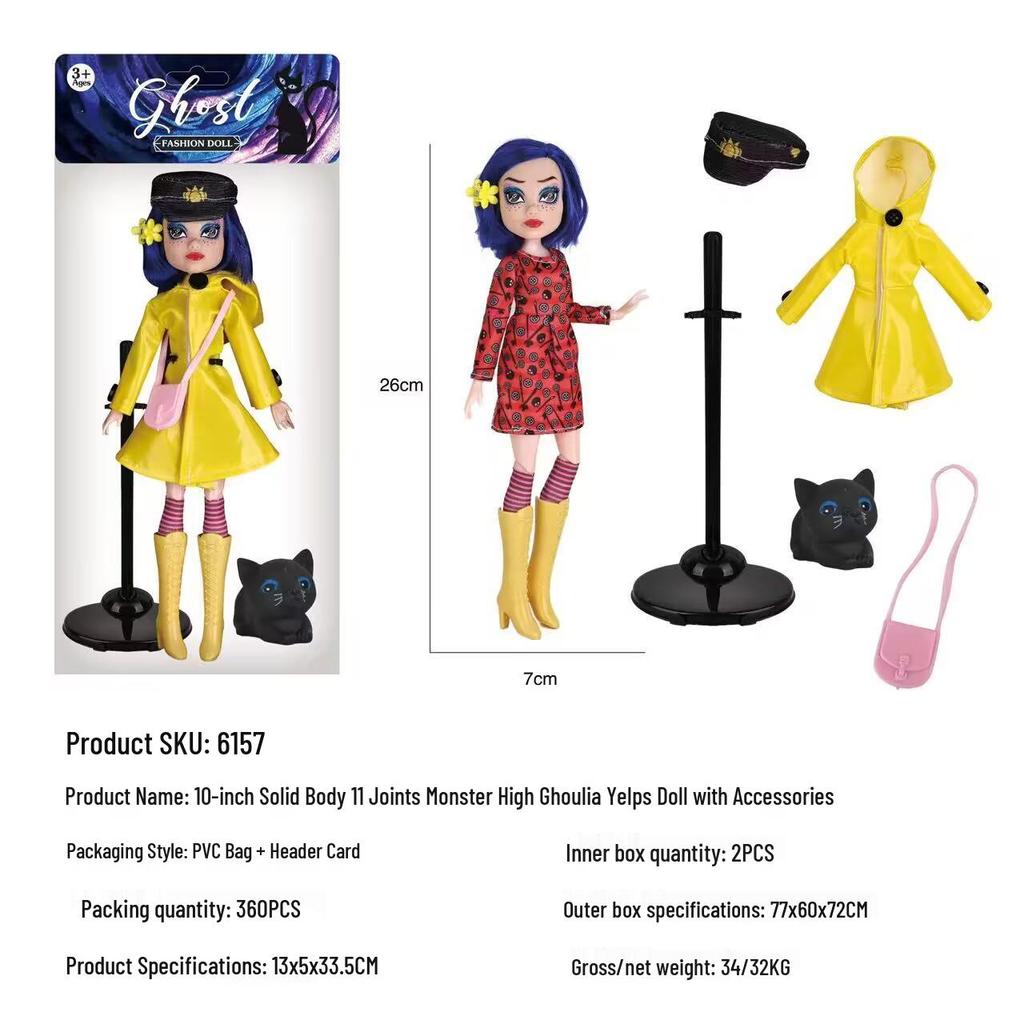 Monster Hunting Witch Doll with Music, 12 Joints, Colorful Lights & Cartoon Theme Song
