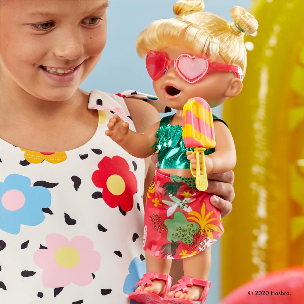 Hasbro Baby Alive Ich möchte Eis essen Wasserspiel Babypflegepuppe Spielhaus Kann füttern und Windeln wechseln Puppe, die im Wasser spielen kann Kommt mit