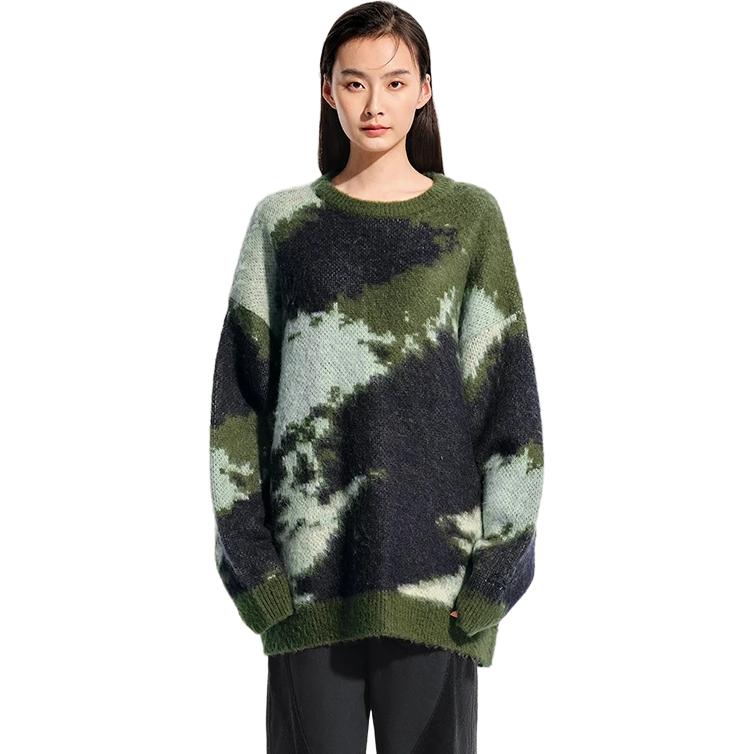 Li-Ning Trace Dream Theme Casual Tie-Dye Crew Neck Long Sleeve Sweater Unisex Tops Sea-Pine-Jacquard AMBS189-6