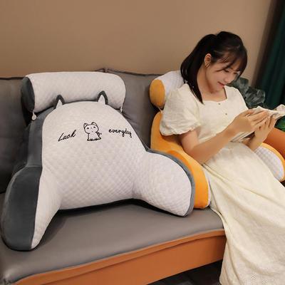 Multicolor Cartoon Print Reading Pillow with Arm Support and Detachable Backrest Cushion for Bed and Sofa