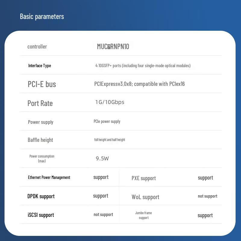 EB-LINK 10G PCIe X4 Quad-Port SFP Single-Mode Fiber Network Card