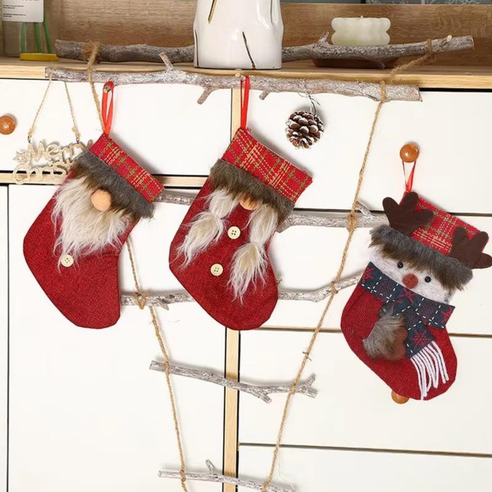 Handmade Christmas Sock Hanging Ornaments Cartoon Christmas Tree Pendant  Xmas Tree Decor