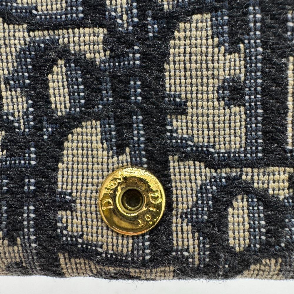Dior compact Oblique canvas Montagne 30 Tri-fold wallet Navy canvas Women Used