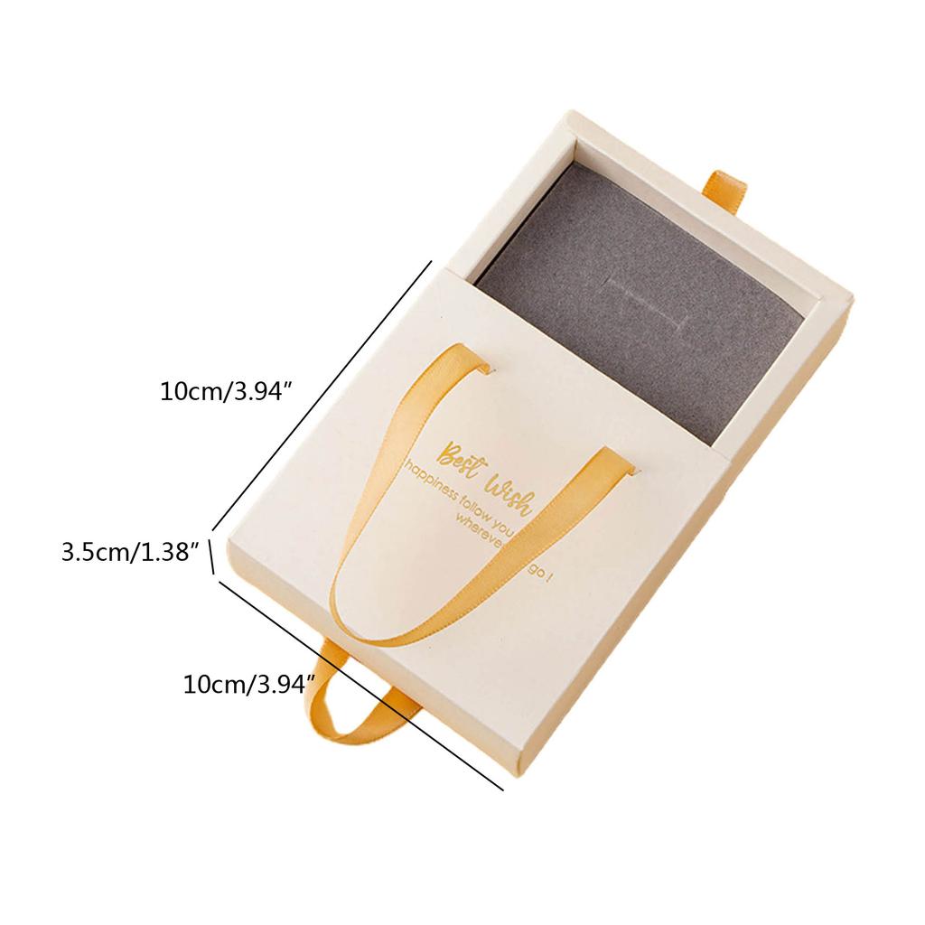 Jewelry Storage Box Rings Display Case Portable Organizer Drawer Packaging Box for Necklace Bracelet with Ribbon Handle