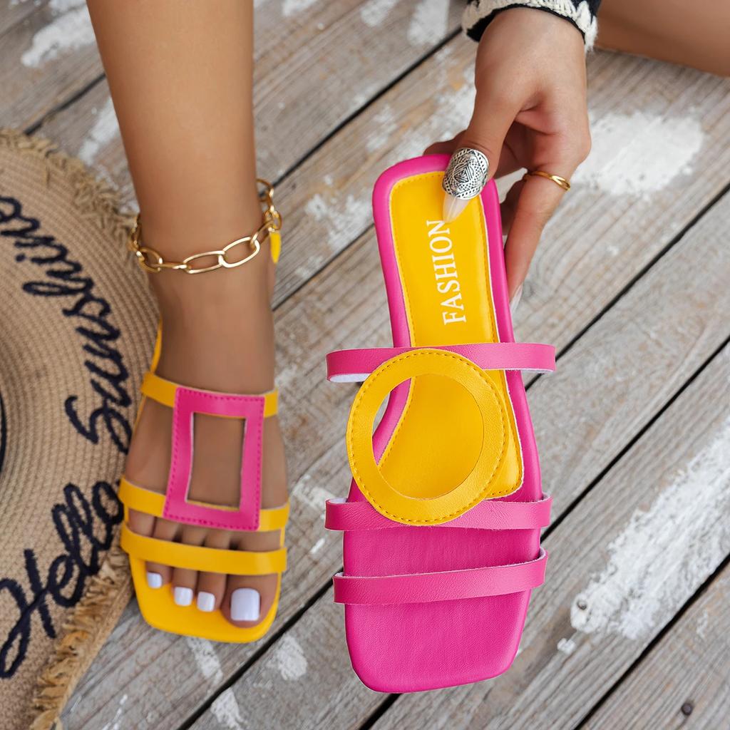 Fashion Women Flat Slippers Summer New Outdoor Shoes Non-slip Casual Slippers Women Plus Size Fashion Luxury Sandals Home Slides Women