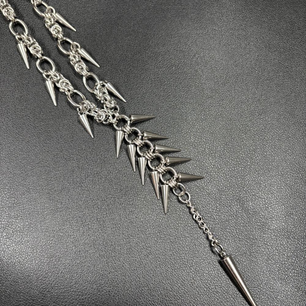 Punk Grunge Rock Rivet Long Pendant Chain Cool Fashion Handmade Geometric Necklace Goth Charm Jewelry Hip Hop Accessories