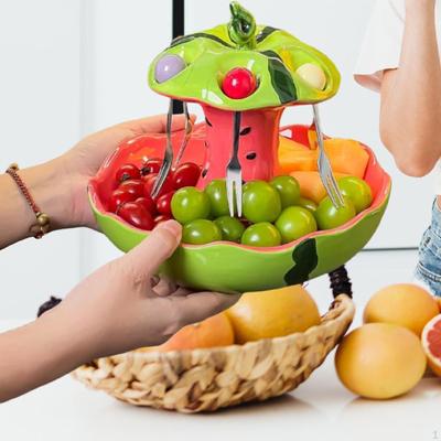 Keramický talíř na ovoce a vidlička z nerezové oceli, Fotonávrhy, Víceúčelová dekorace na svatbu