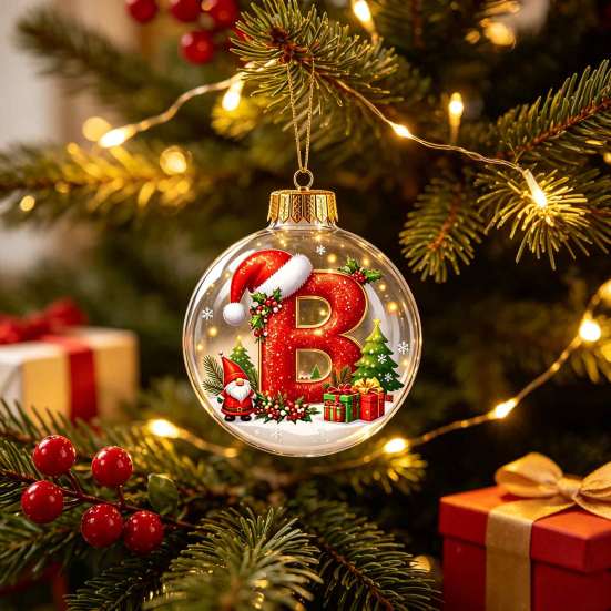 Indoor Outdoor Xmas Hanging Ornaments 26?Letter Acrylic Christmas Ball Ornament, 3D Crystal Style Alphabet Gift Ideas for Family Pendant, Tree Home
