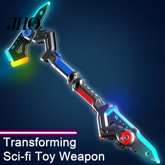 RGB Color Changing Toy Ax Spark Battle with Smoke Effect Transforming Weapon LED 7 Kids Role Play Colors Dynamic Sound Haptic Feedback for Light