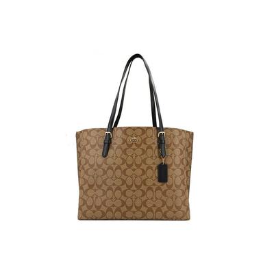 Mollie Classic Monogram Plátěná a kožená taška s monogramem a zapínáním na zip Dámská tote Khaki Černá 1665-IMCBI
