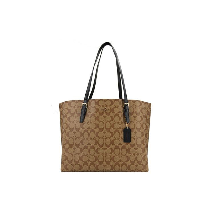 

Coach Mollie Classic Monogram Zip Closure Canvas And Leather Tote Bag Women Tote Khaki Black 1665-IMCBI Basic Set (Bag+Dust Bag)