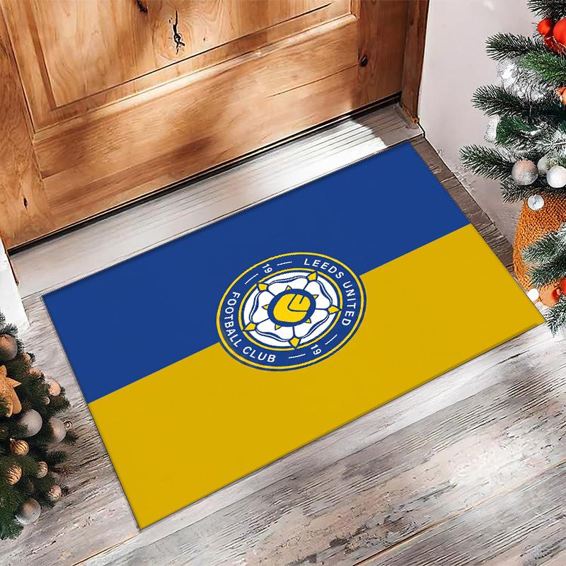 Tappeto in Velluto di Cristallo con Stampa del Leeds United Football, Comodo Assorbente d'Acqua Antiscivolo Tappeto per Pavimenti Interni