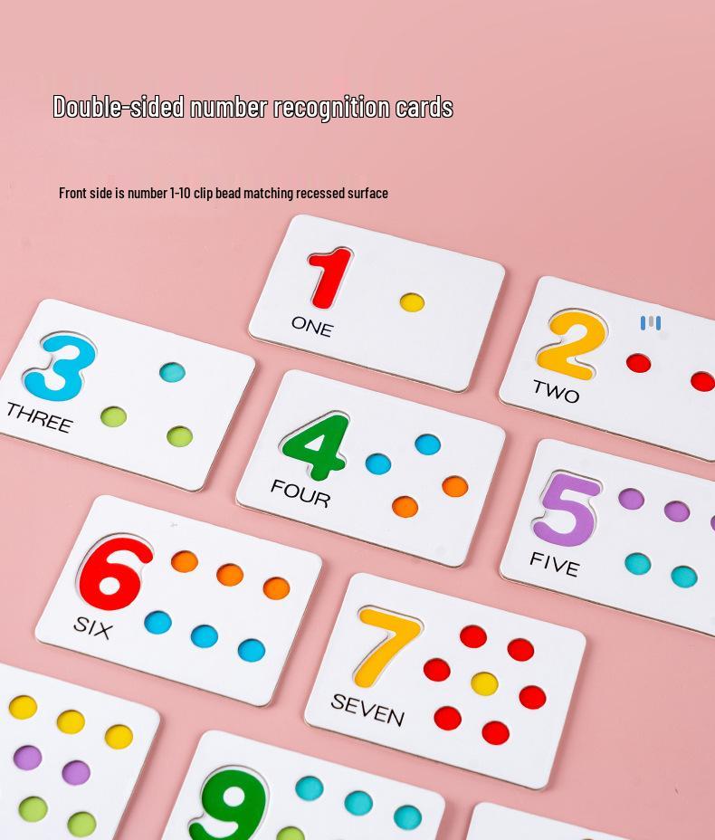 Wooden Number Operation Flashcards & Beads Puzzle Game for Kids
