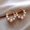 Micro Inlaid Pearl Hoop Earrings French Style Niche Luxury Delicate Jewelry For Women