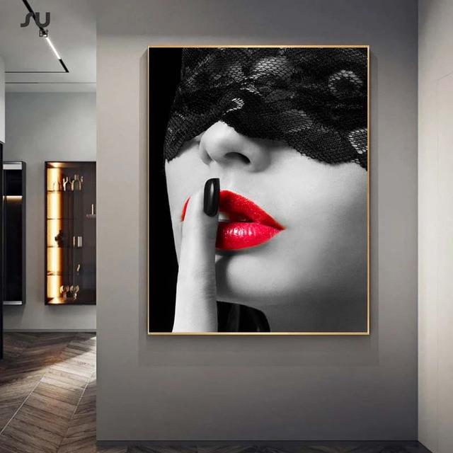 Módulo de labios rojos sexys modernos, pintura en lienzo, carteles nórdicos e impresiones, imagen de pared para Cuadros, decoración del hogar, sala de estar, sin marco