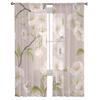 Spring Brown Background Peach Blossom Tulle Curtains Living Room Home Decor Window Curtain Kitchen Voile Sheer Made Of Polyester Sitting