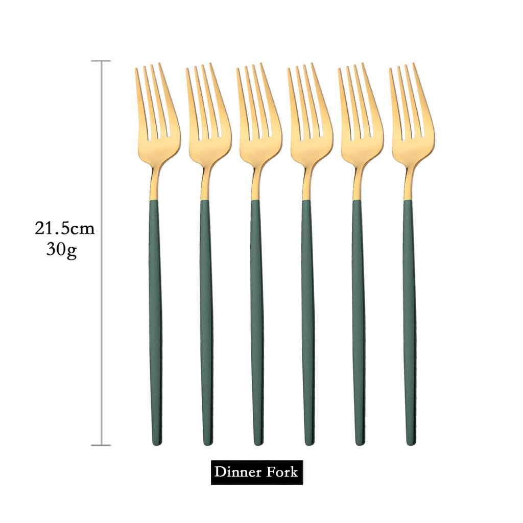 6Pcs Colorful Cutlery Set Stainless Steel Dinner Fork Set Dessert Cake Fork Fruit Salad Fork Tableware Set Kitchen Flatware Set