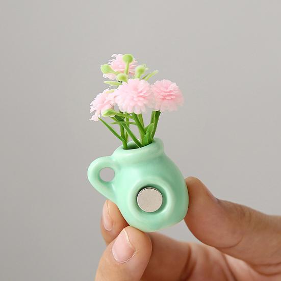Mini Ceramic Vase Refrigerator Magnet with Fake Flower DIY MAMA MOM Letter 3D Miniature Flower Vase Fridge Magnet Decoration Mother's Day Gift