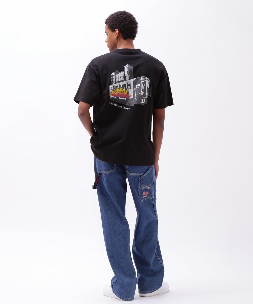 Avirex TRAIN GRAFFITI T-SHIRT, Men's, Size L, 010, Black, 783-4134037