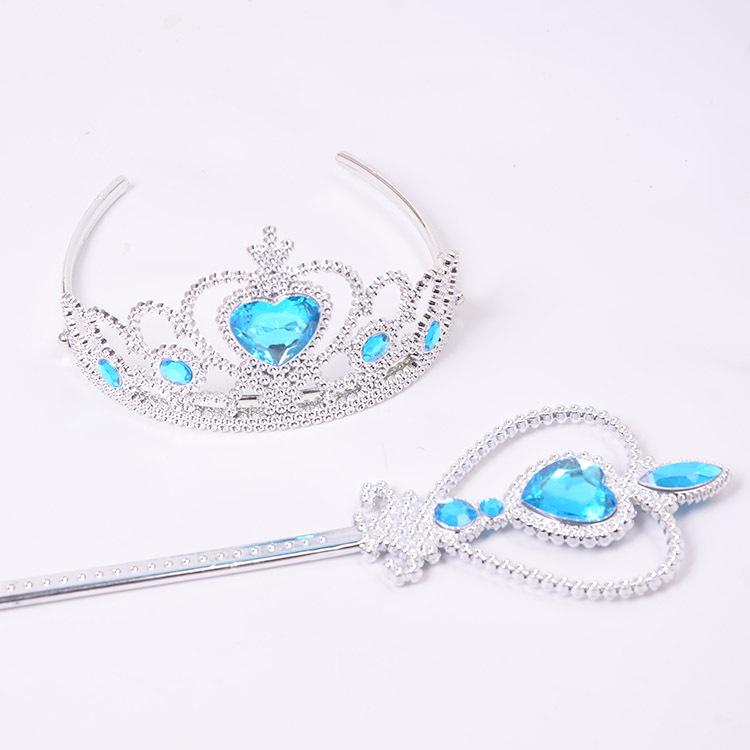 Children s Two-Piece Set: Princess Crown and Magic Wand - Frozen Inspired, Fairy Tale Friends Theme One Size синий