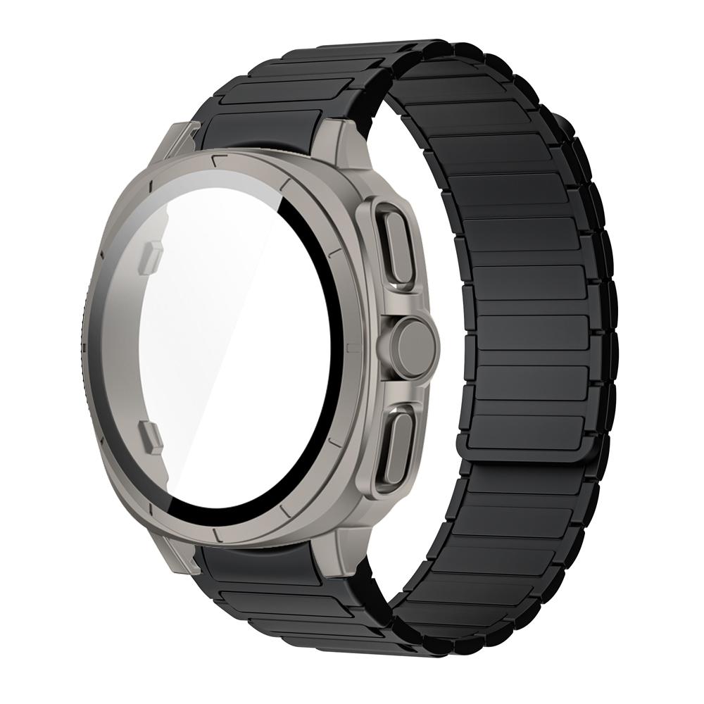 PC Case+Strap Upgrade To Ultra 47mm for Samsung Galaxy Watch 7 40mm 44mm No Gaps Silicone Magnetic Band PC Tempered Glass Screen