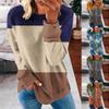 Camiseta informal de manga larga con cuello redondo y estampado de moda para mujer