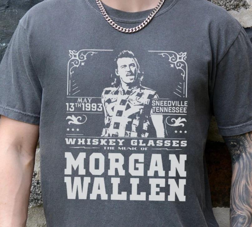 

Morgan Wallen Whiskey Glasses T-Shirt Country Music on Premium Comfort Color Tee L