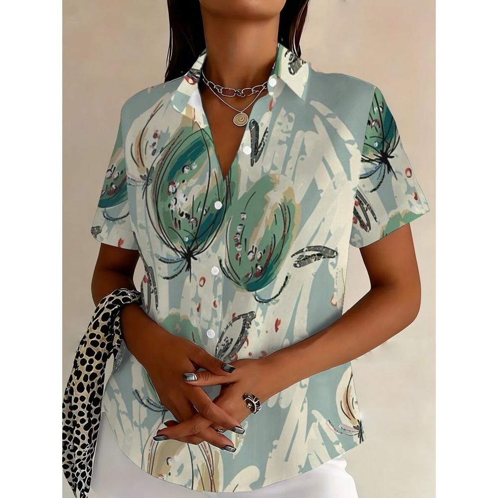 Plus Size - Plus Size - Plus Size Women S Casual Short Sleeve Buttoned Shirt S