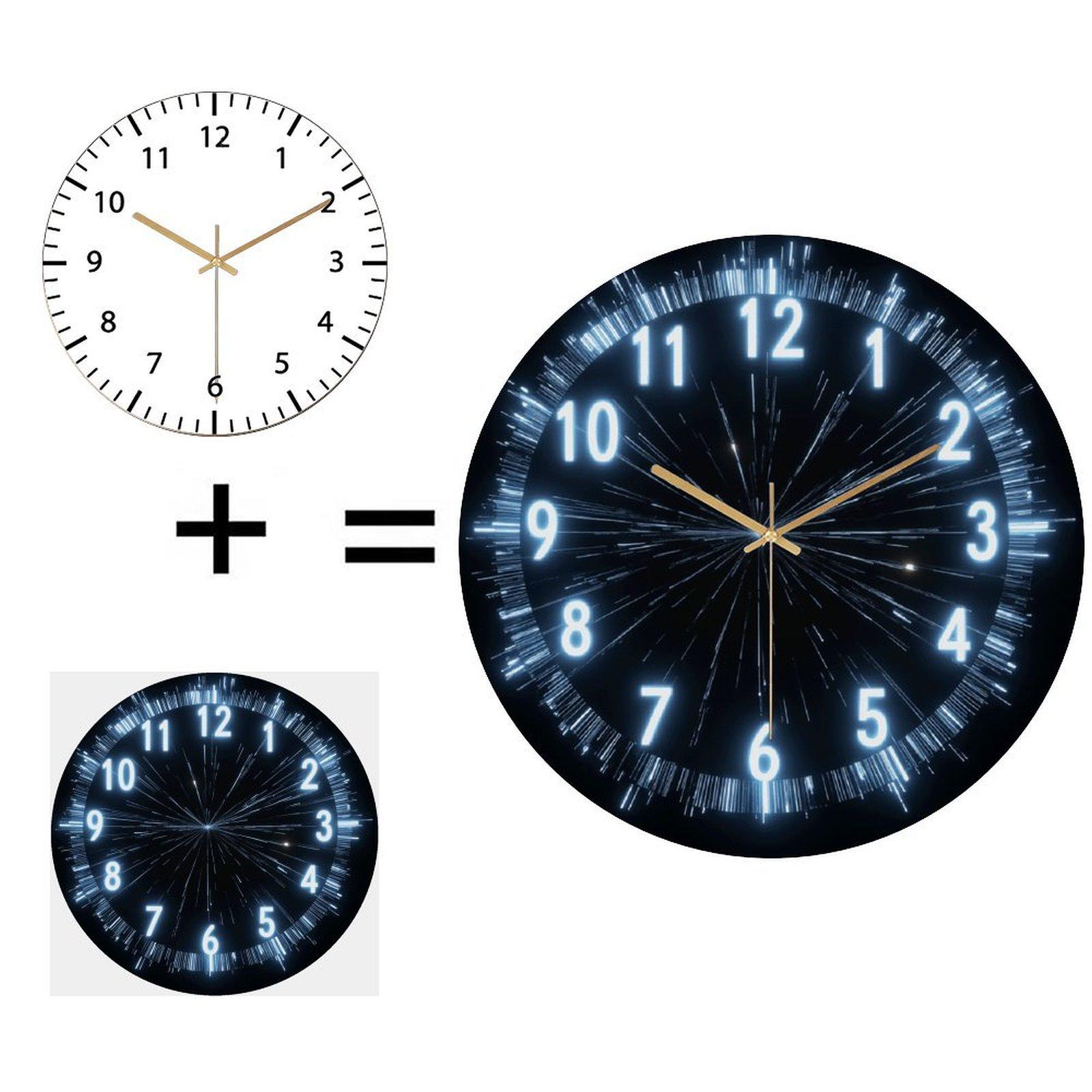Round Glass Wall Clock 30cm Custom Photo Silent Quartz Movement for Living Room Bedroom 12 in(30.48cm)