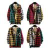 Men Spring Shirt Colorblock Plaid Print Single-breasted Loose Long Sleeve Lapel Buttons Streetwear Casual Cardigan Shirt Coat