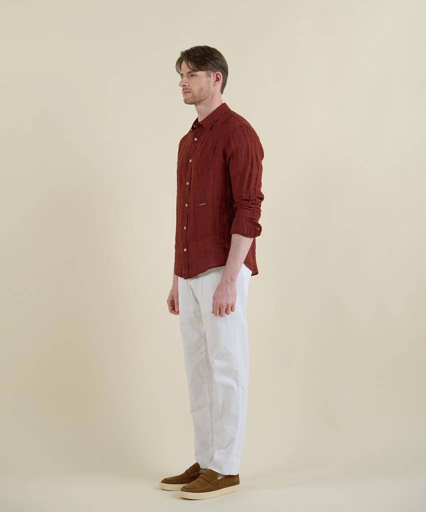 PANICALE White Micro Texture Slim Fit Chino Pants