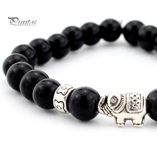 Women\'s Men\'s Elephant Bracelet Elastic Rope Beads Chain Bangle Jewelry Charms
