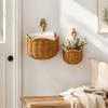 Woven Design Woven Storage Basket Plastic Fruit Vegetable Holder Wall Hanging Basket  for Kitchen